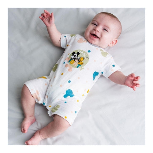 Baby's Short-sleeved Romper Suit Mickey Mouse White