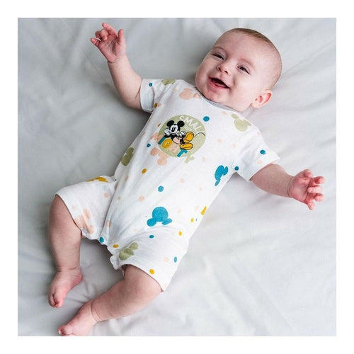 Baby's Short-sleeved Romper Suit Mickey Mouse White